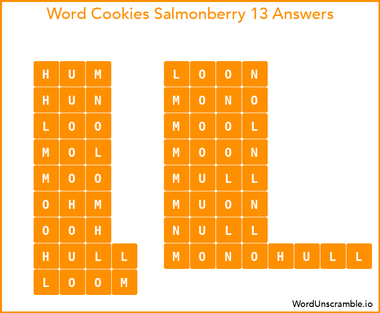 Word Cookies Salmonberry 13 Answers