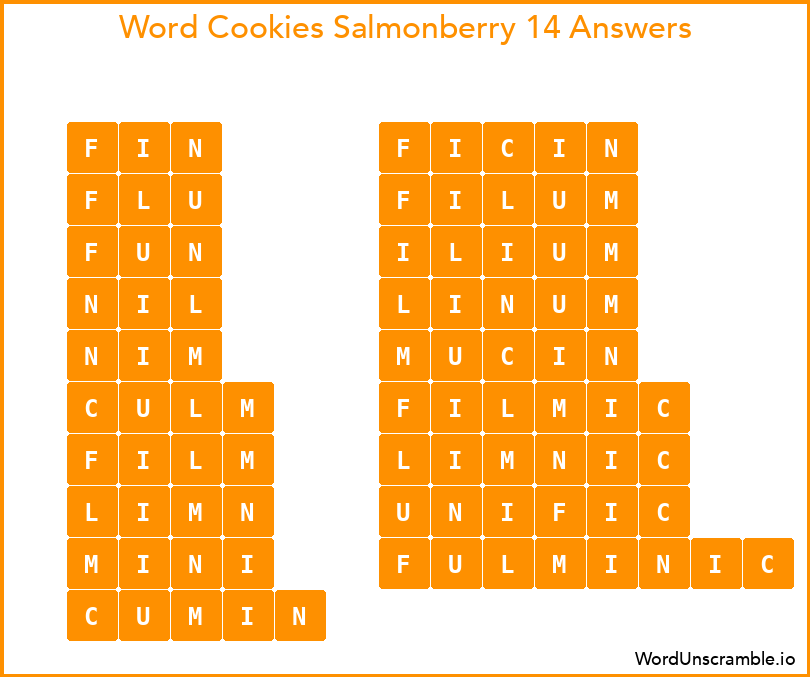 Word Cookies Salmonberry 14 Answers