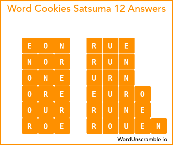 Word Cookies Satsuma 12 Answers