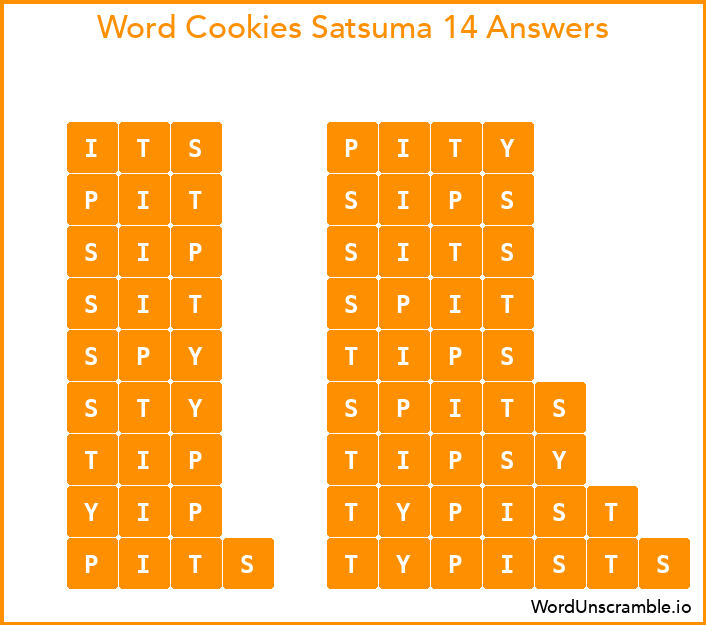 Word Cookies Satsuma 14 Answers