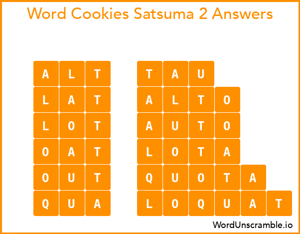 Word Cookies Satsuma 2 Answers