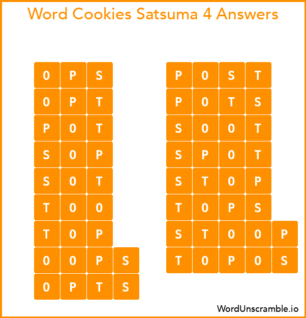 Word Cookies Satsuma 4 Answers