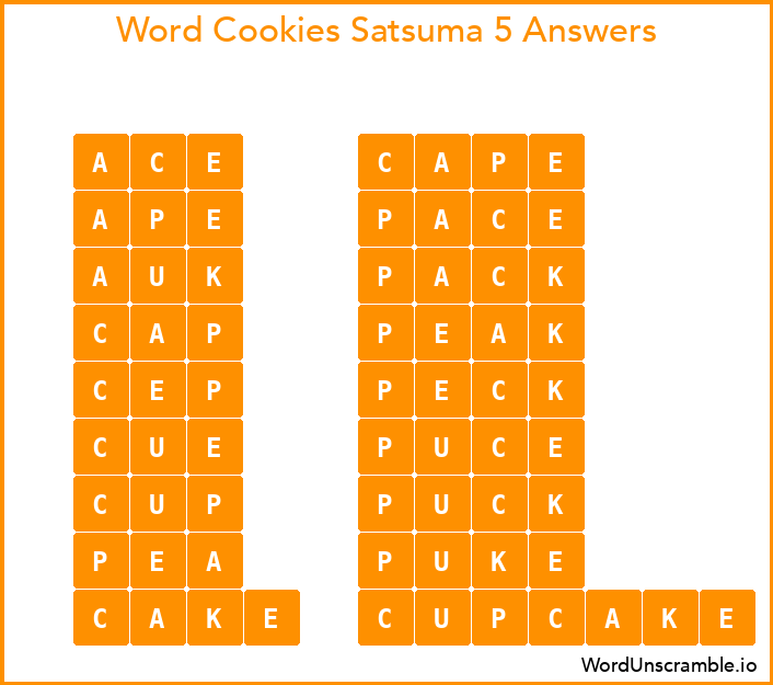 Word Cookies Satsuma 5 Answers