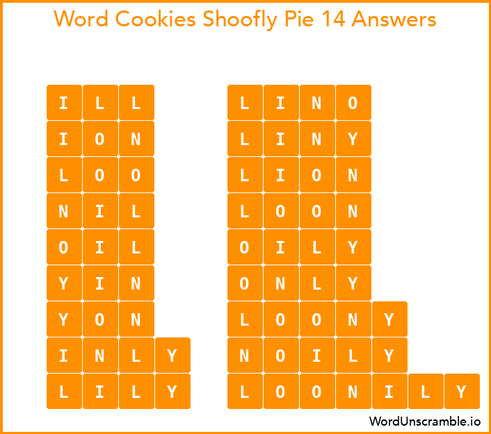 Word Cookies Shoofly Pie 14 Answers