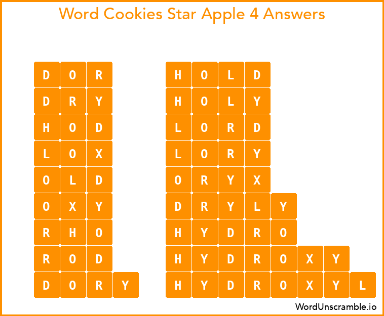 Word Cookies Star Apple 4 Answers