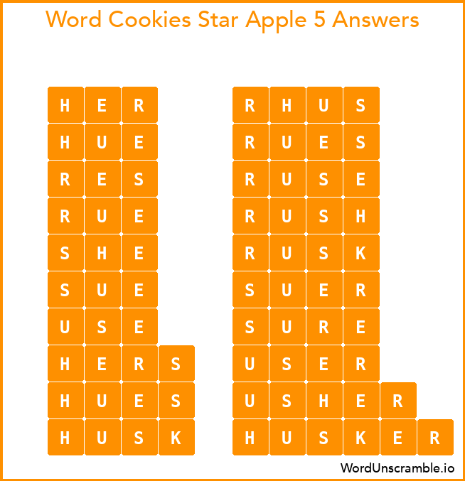 Word Cookies Star Apple 5 Answers
