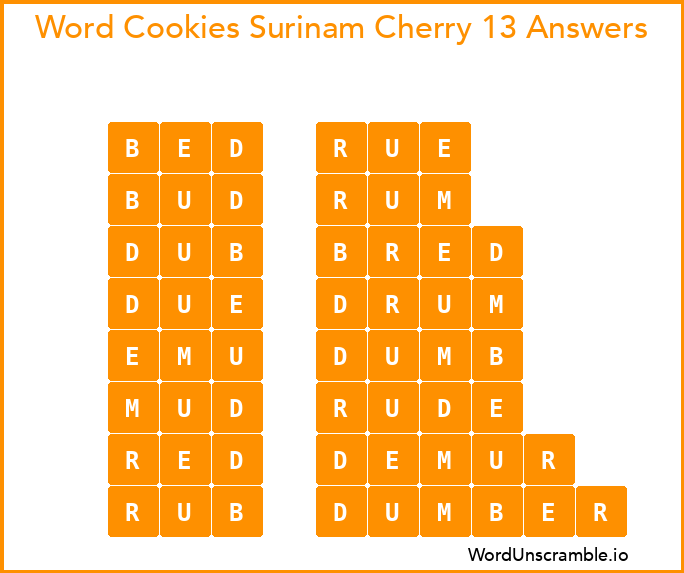Word Cookies Surinam Cherry 13 Answers