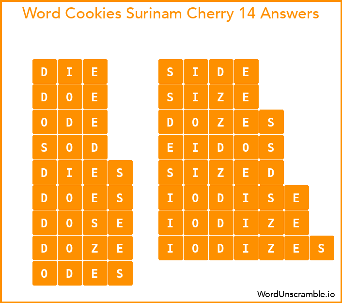 Word Cookies Surinam Cherry 14 Answers