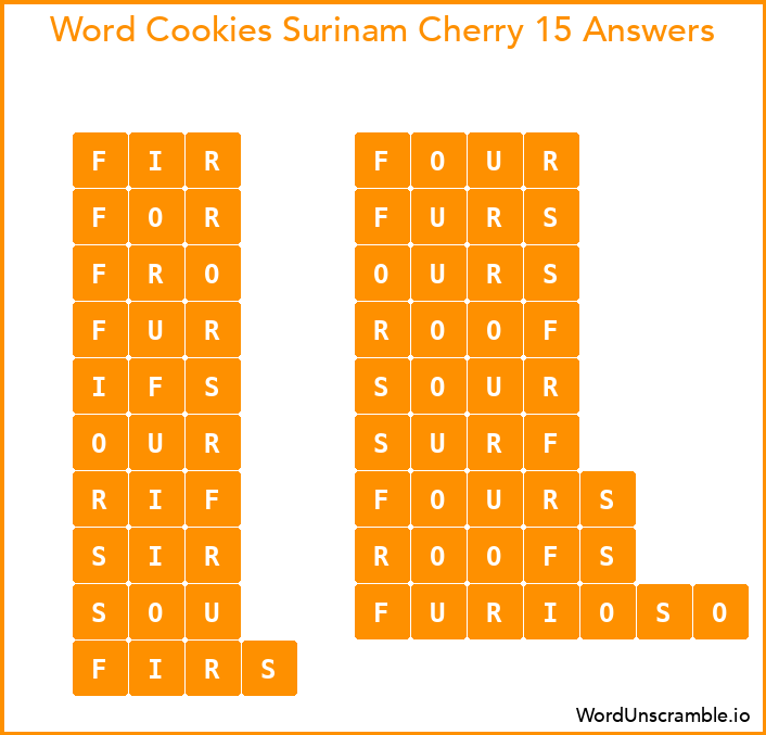 Word Cookies Surinam Cherry 15 Answers