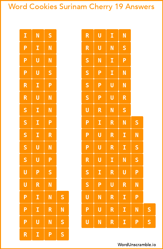 Word Cookies Surinam Cherry 19 Answers
