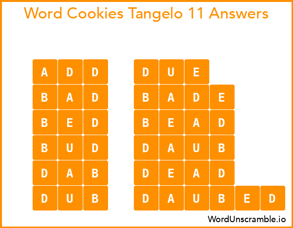 Word Cookies Tangelo 11 Answers
