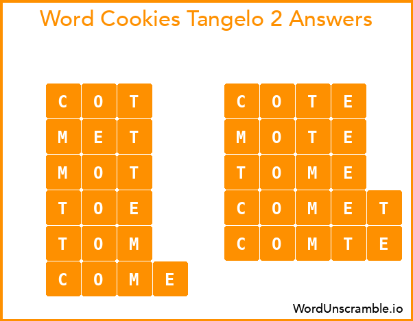 Word Cookies Tangelo 2 Answers