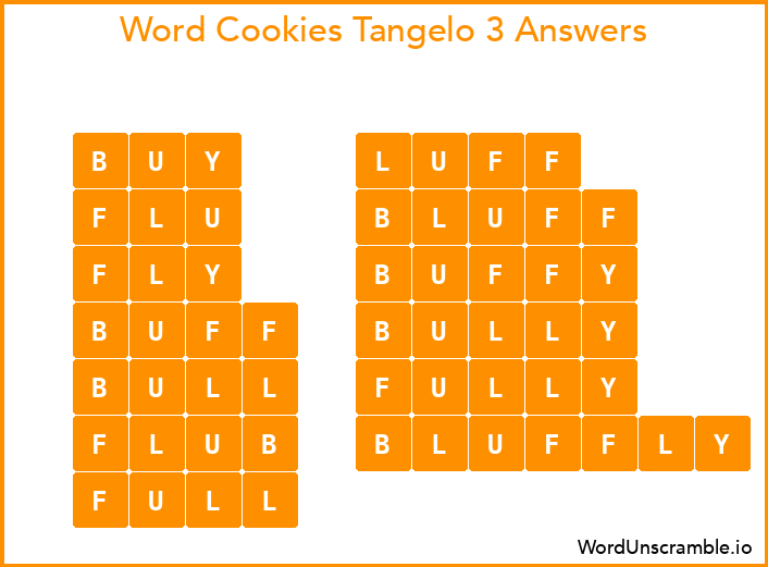 Word Cookies Tangelo 3 Answers