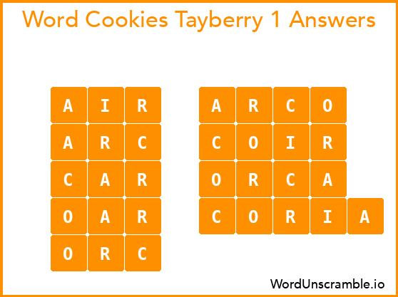 Word Cookies Tayberry 1 Answers