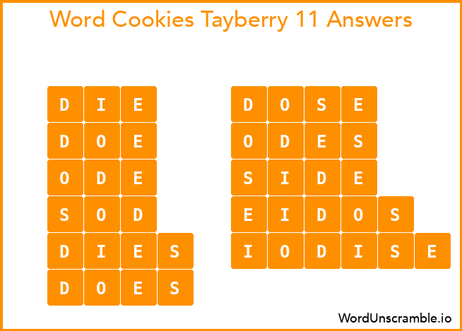 Word Cookies Tayberry 11 Answers