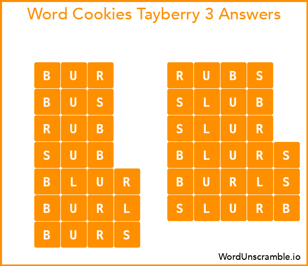 Word Cookies Tayberry 3 Answers