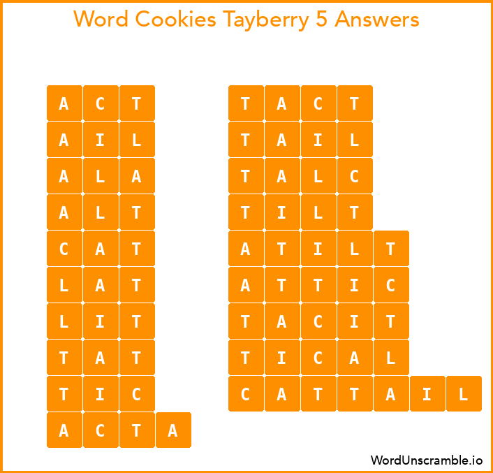 Word Cookies Tayberry 5 Answers