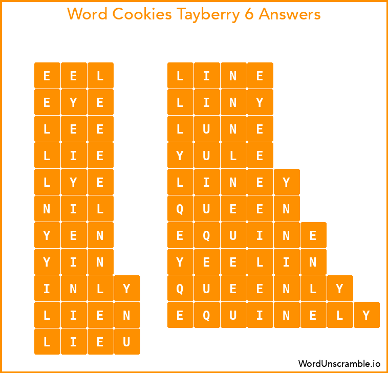 Word Cookies Tayberry 6 Answers