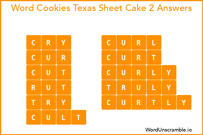 Word Cookies Texas Sheet Cake 2 Answers