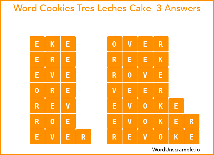 Word Cookies Tres Leches Cake  3 Answers