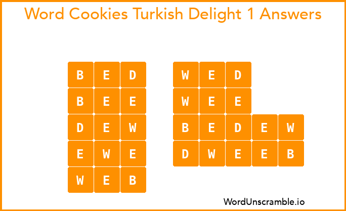 Word Cookies Turkish Delight 1 Answers