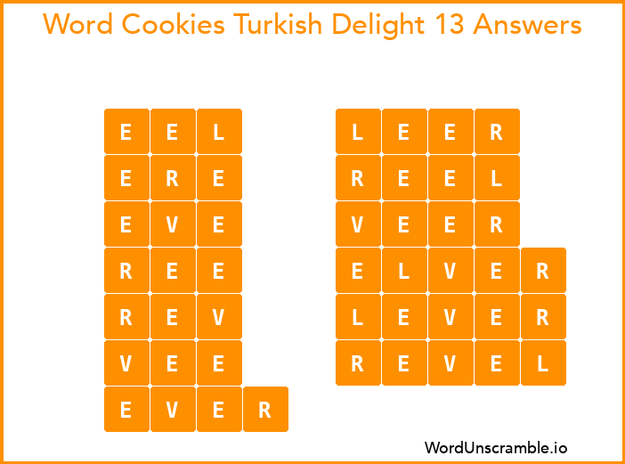 Word Cookies Turkish Delight 13 Answers