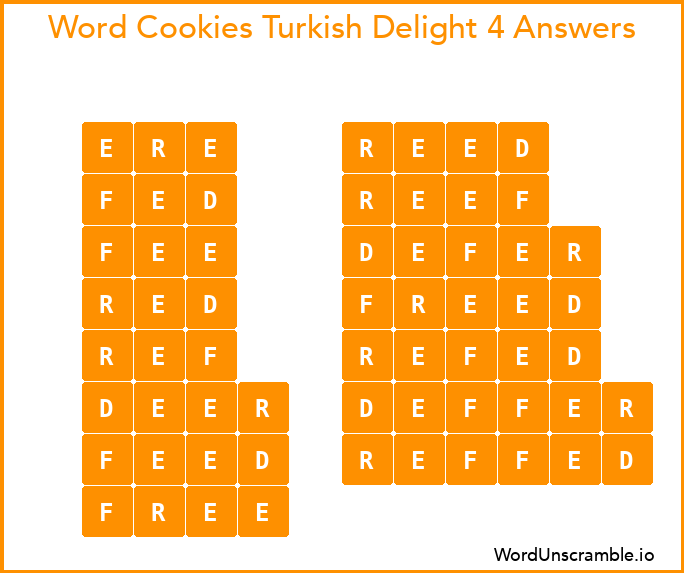 Word Cookies Turkish Delight 4 Answers