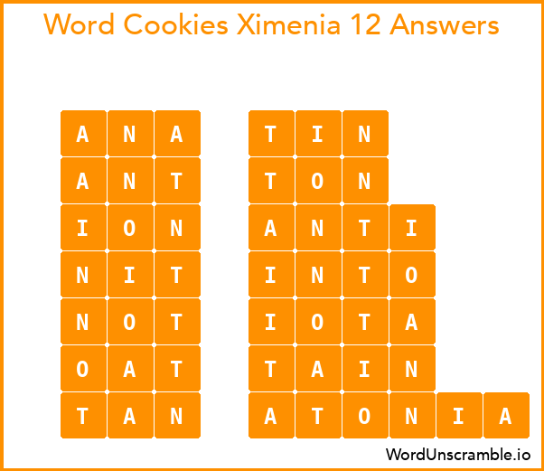 Word Cookies Ximenia 12 Answers