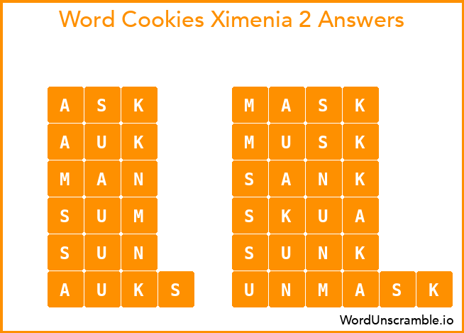 Word Cookies Ximenia 2 Answers