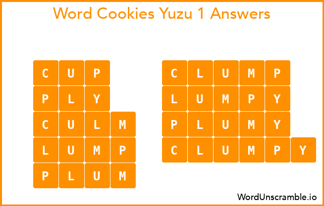 Word Cookies Yuzu 1 Answers
