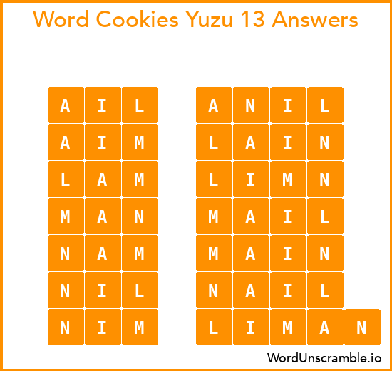 Word Cookies Yuzu 13 Answers