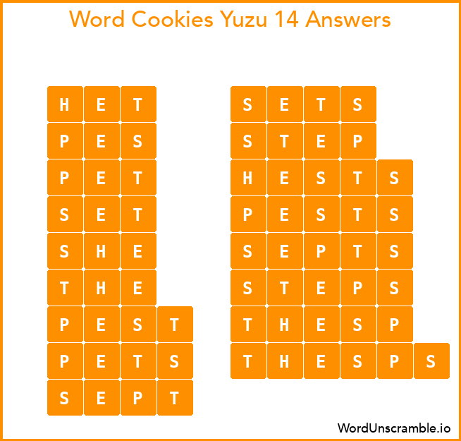 Word Cookies Yuzu 14 Answers