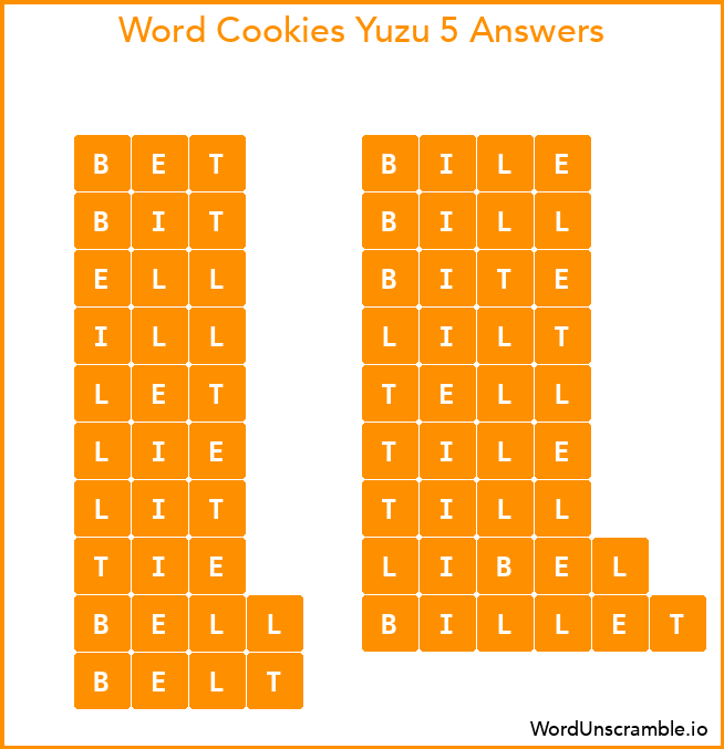 Word Cookies Yuzu 5 Answers