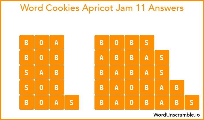Word Cookies Apricot Jam 11 Answers
