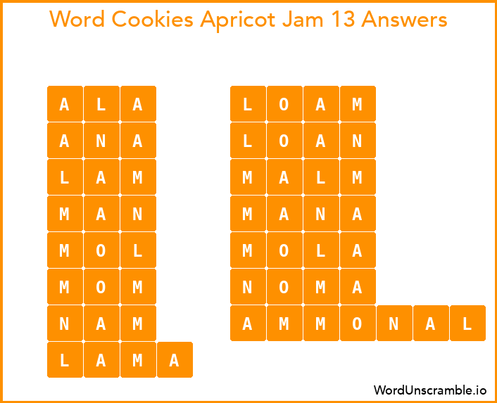 Word Cookies Apricot Jam 13 Answers