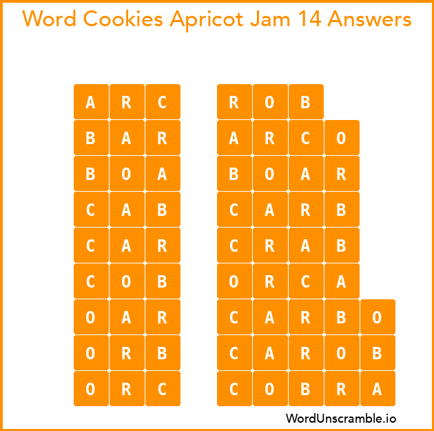 Word Cookies Apricot Jam 14 Answers