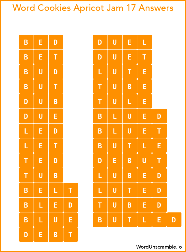 Word Cookies Apricot Jam 17 Answers
