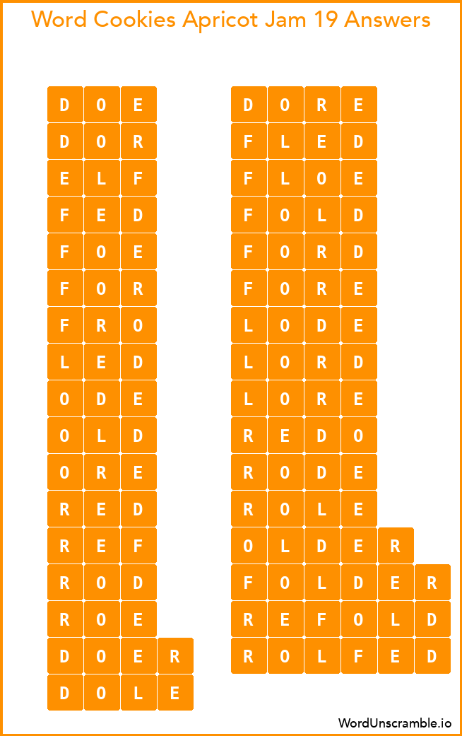 Word Cookies Apricot Jam 19 Answers