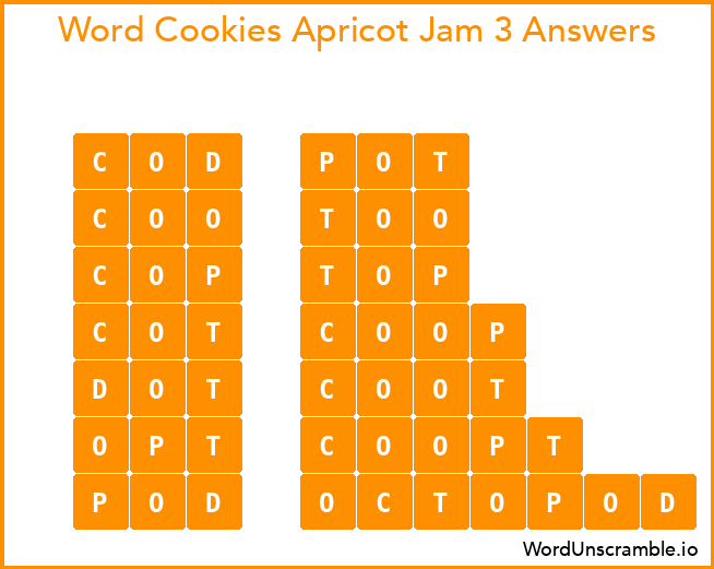 Word Cookies Apricot Jam 3 Answers