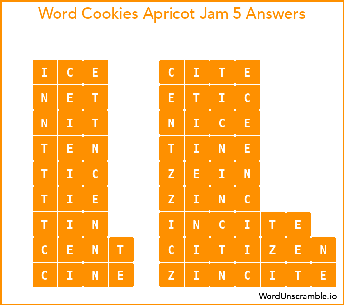 Word Cookies Apricot Jam 5 Answers