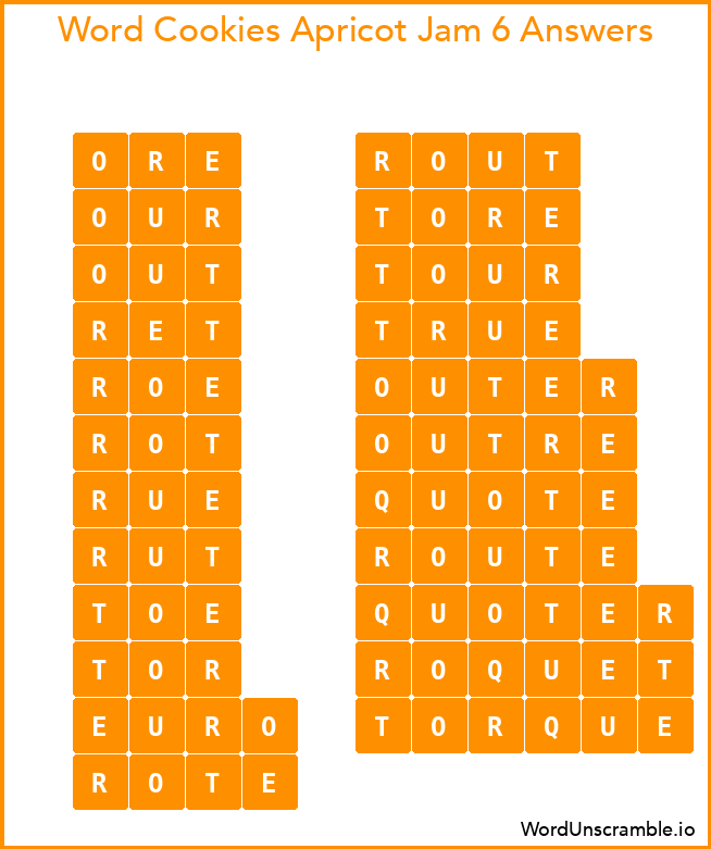 Word Cookies Apricot Jam 6 Answers