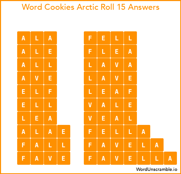 Word Cookies Arctic Roll 15 Answers