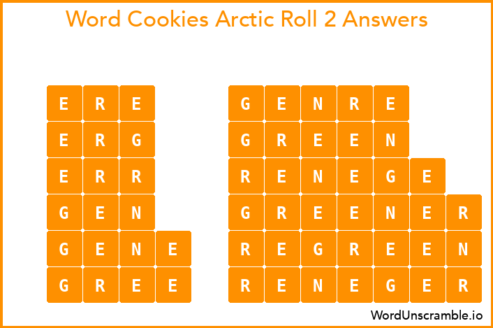 Word Cookies Arctic Roll 2 Answers