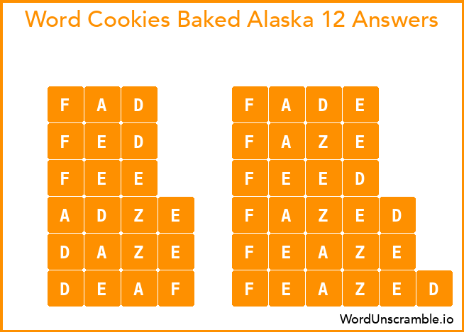 Word Cookies Baked Alaska 12 Answers