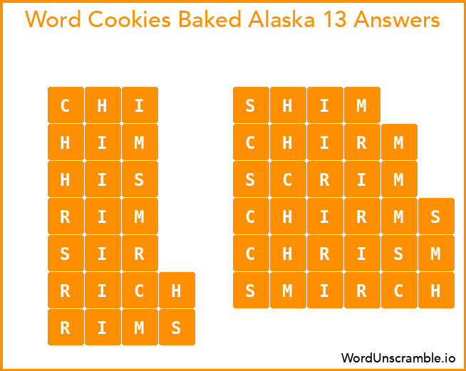 Word Cookies Baked Alaska 13 Answers