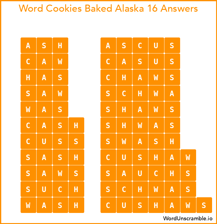 Word Cookies Baked Alaska 16 Answers