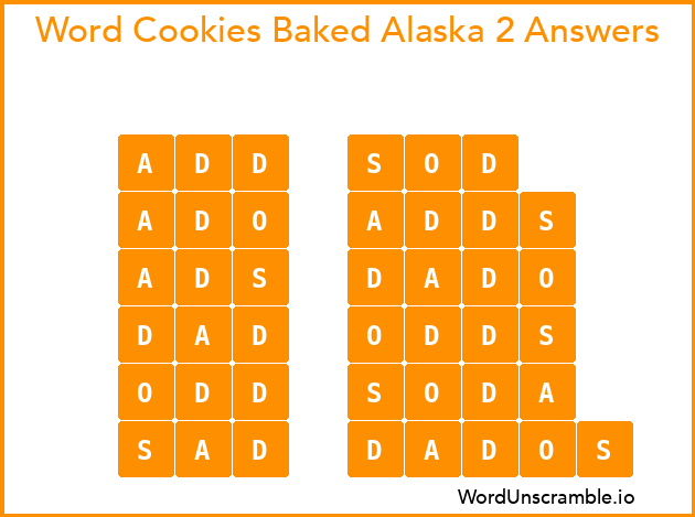 Word Cookies Baked Alaska 2 Answers