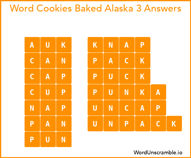 Word Cookies Baked Alaska 3 Answers