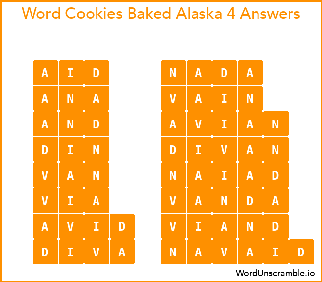 Word Cookies Baked Alaska 4 Answers