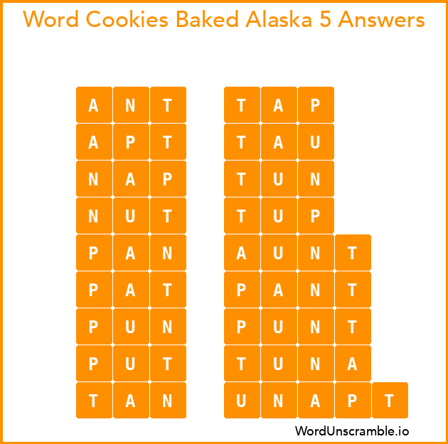 Word Cookies Baked Alaska 5 Answers